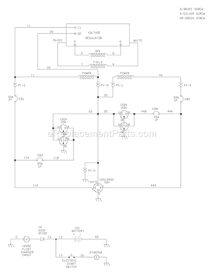 Page E Diagram and Parts List for 030242-0  Briggs and Stratton Generator